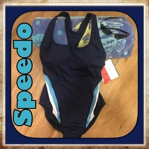 NWT Speedo Aquatic Black Racerback Size 14